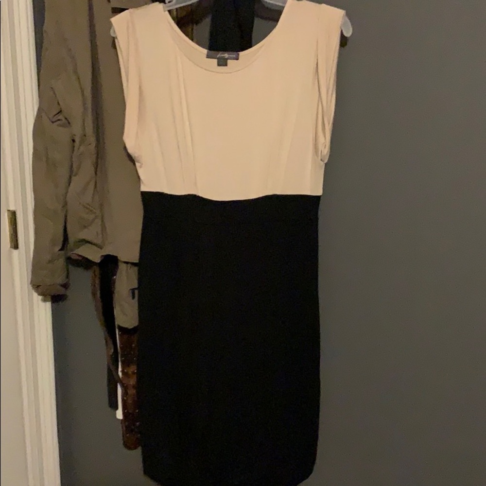 Formal tan and black dress